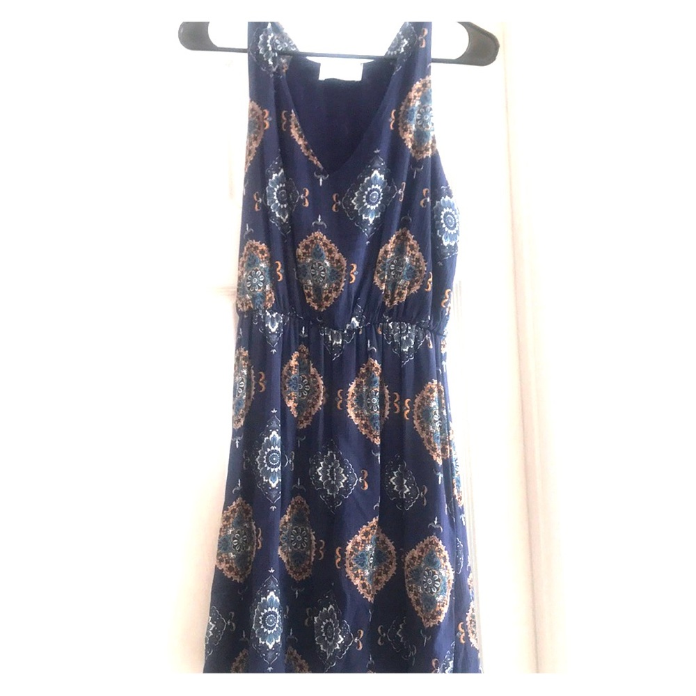 Navy Blue cinched waste one we length dress small